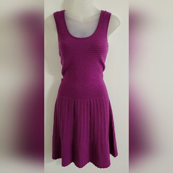 L Dress Lilly Pulitzer Sweater Knit Merino Wool Purple Chevron Stripe size xs - Picture 2 of 8